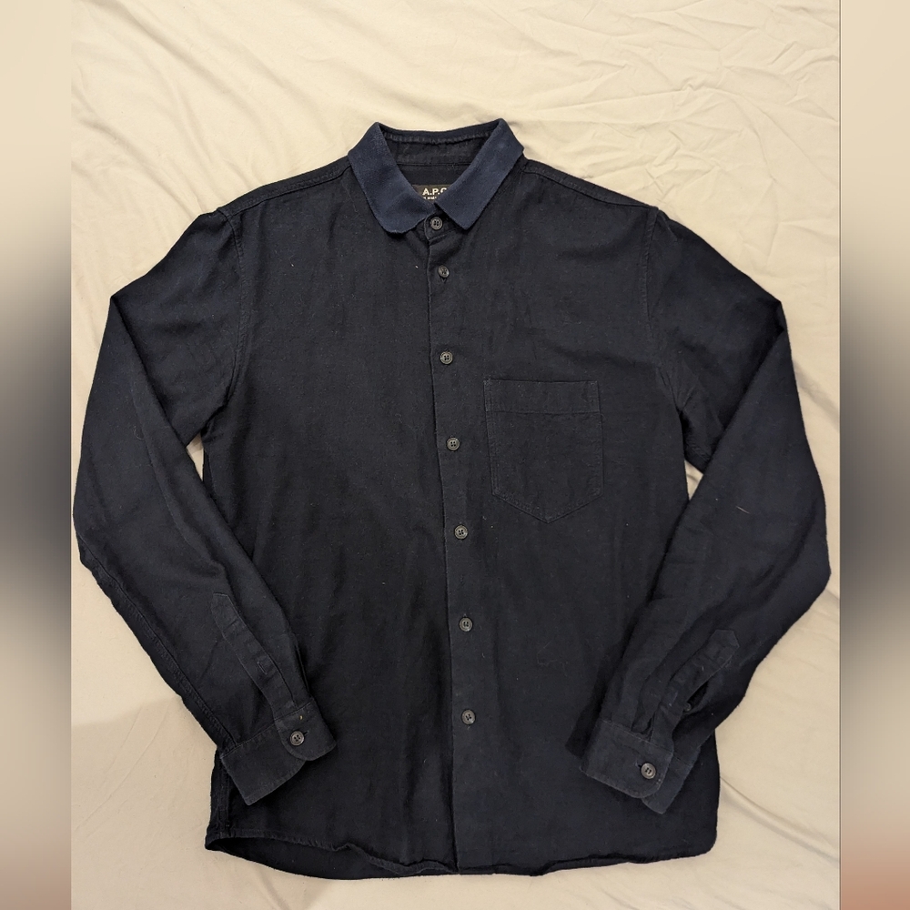 A.P.C. Navy button-down shirt size medium